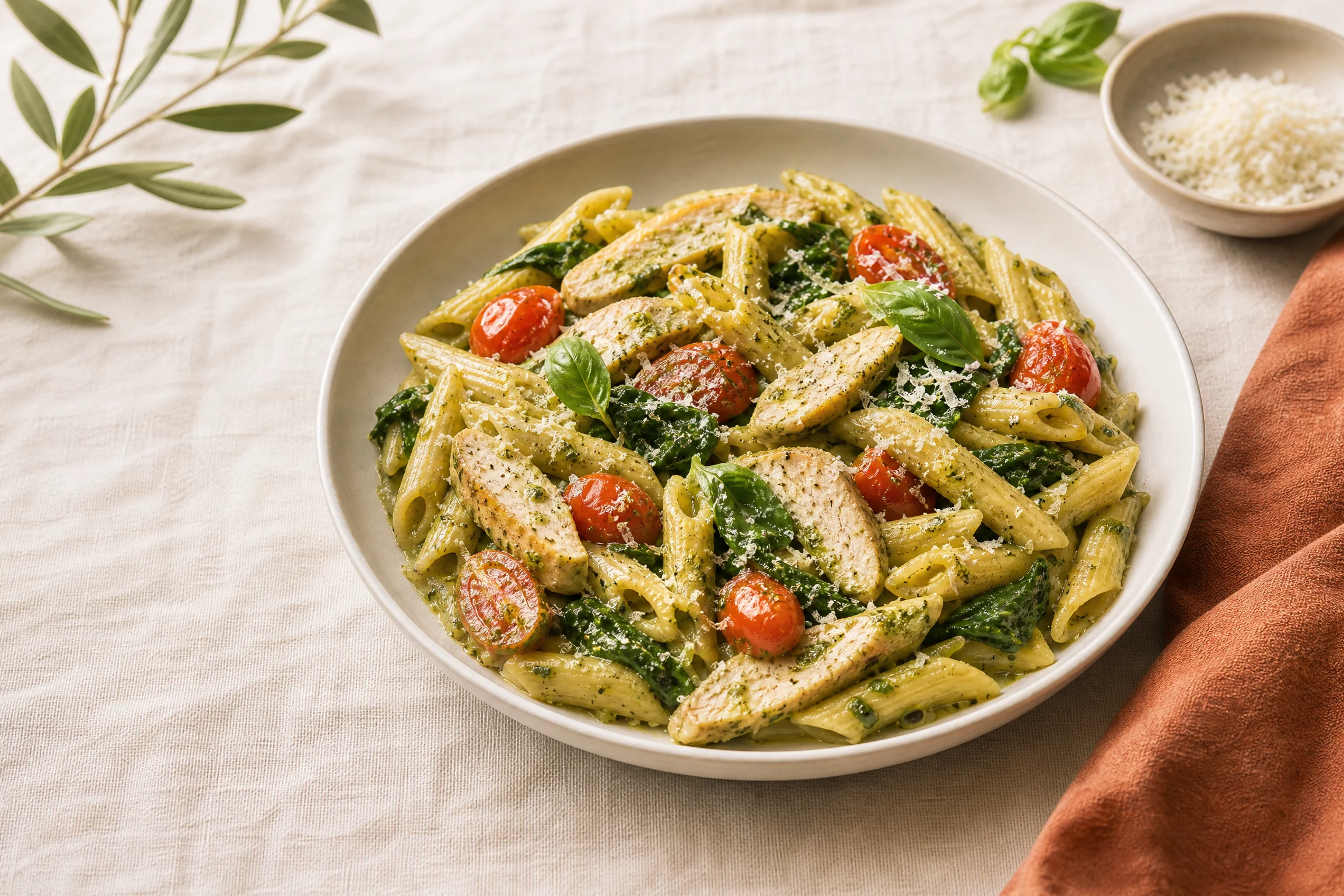 Chicken Pesto Pasta with Greens