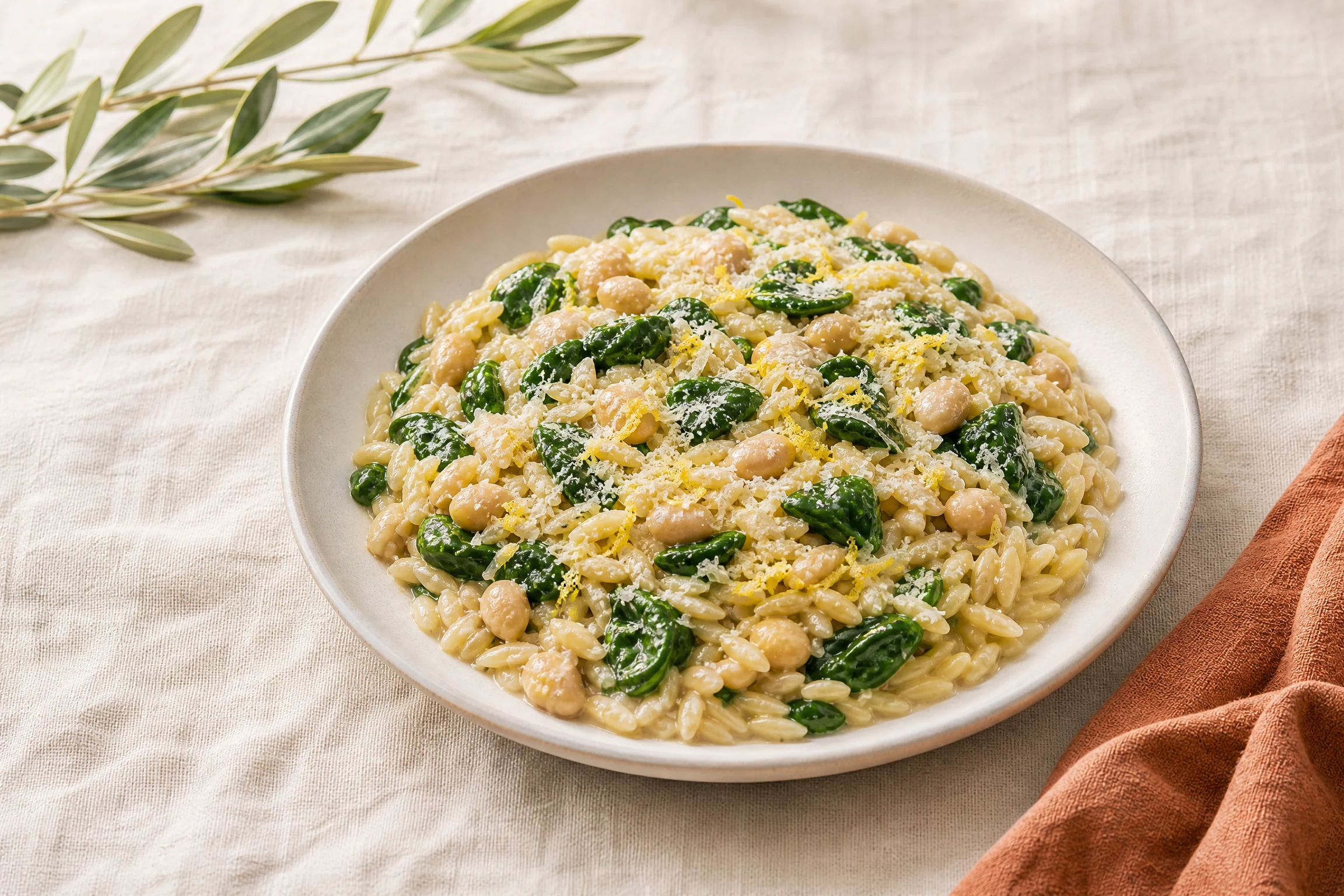 Creamy White Bean & Spinach Orzo