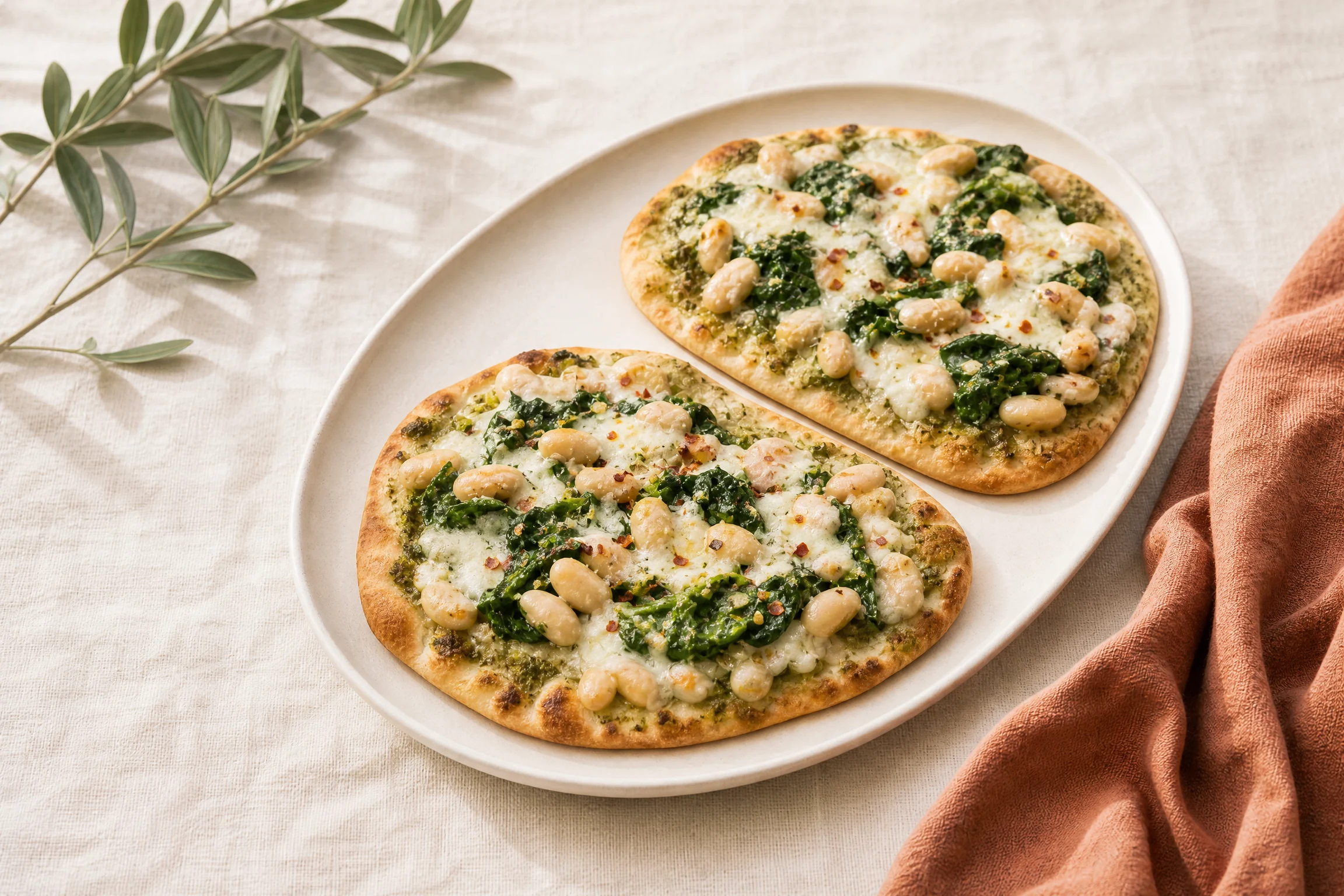 Pesto White Bean Flatbreads